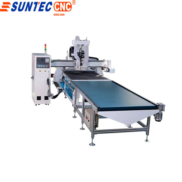 ST2130 automatic loading unloading nesting cnc router 9kw HSD spinde drilling bank centter for cabine