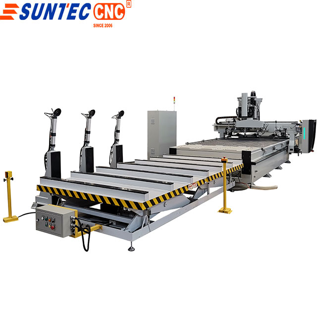 nesting loading unloading cnc router with preposition 