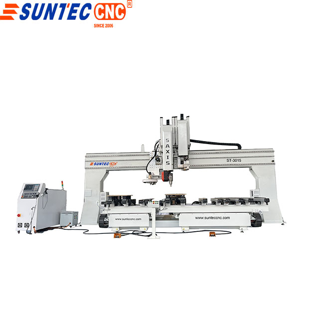 Customized PTP table 5 axis cnc router with double table boring head 